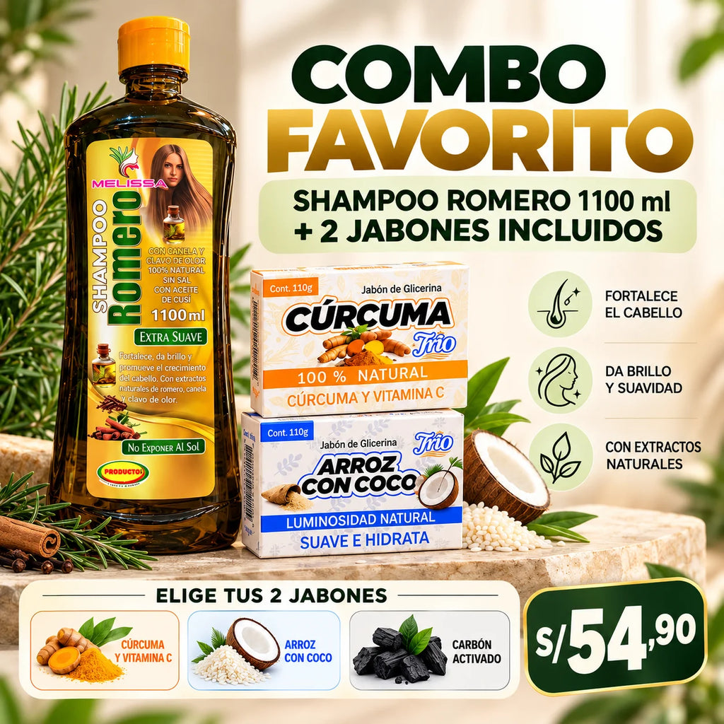 Shampoo de Romero + Jabón Artesanal ⭐ ¡CUIDA TU PIEL DE FORMA NATURAL!