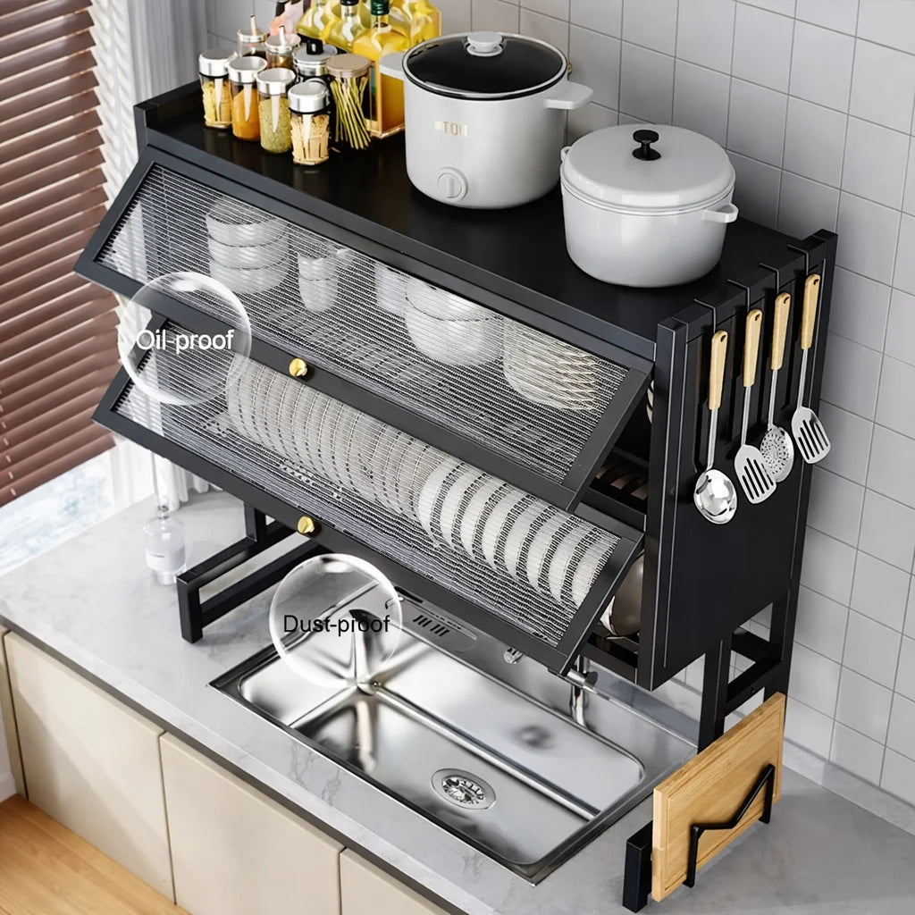 Escurridor de Platos de 2 Pisos con Puerta 🧼🍽️