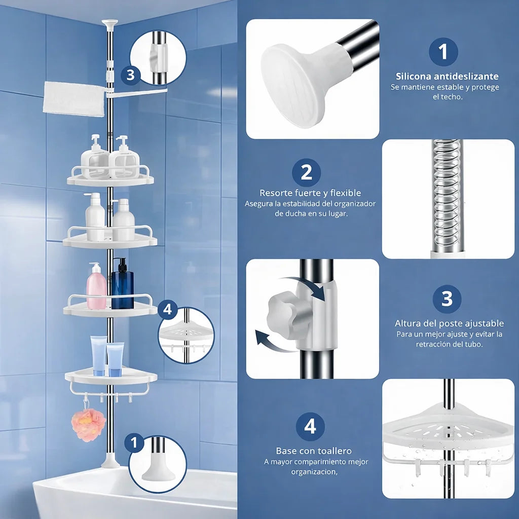 Esquinero de Baño Ajustable Multifuncional 🚿🛁