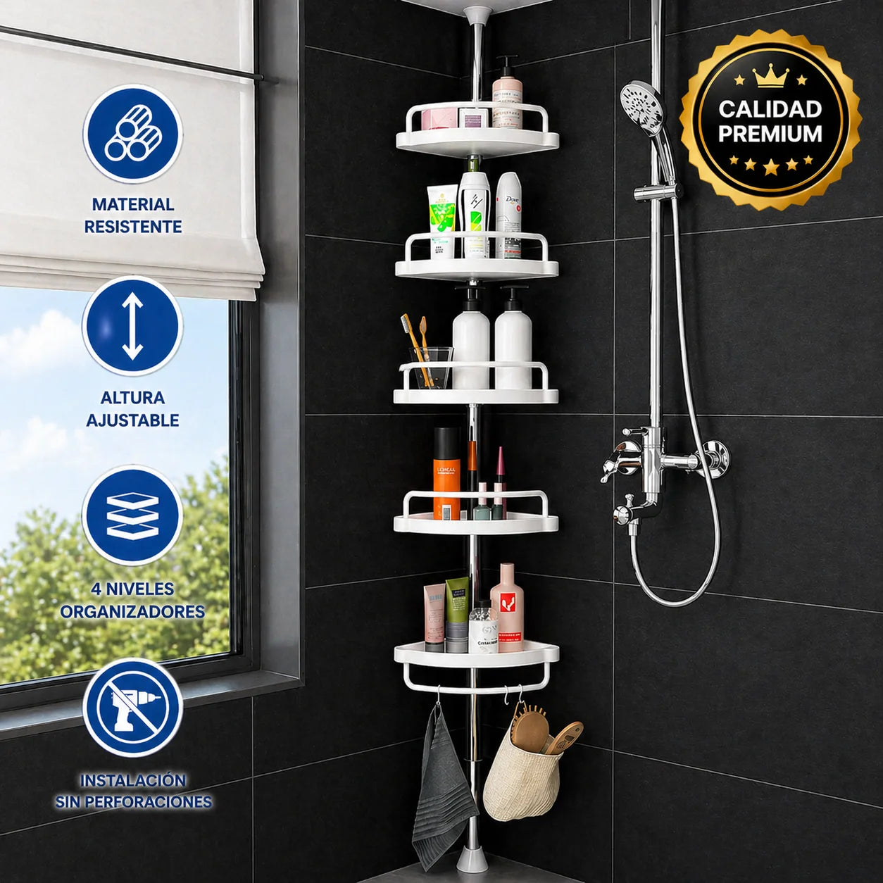 Esquinero de Baño Ajustable Multifuncional 🚿🛁