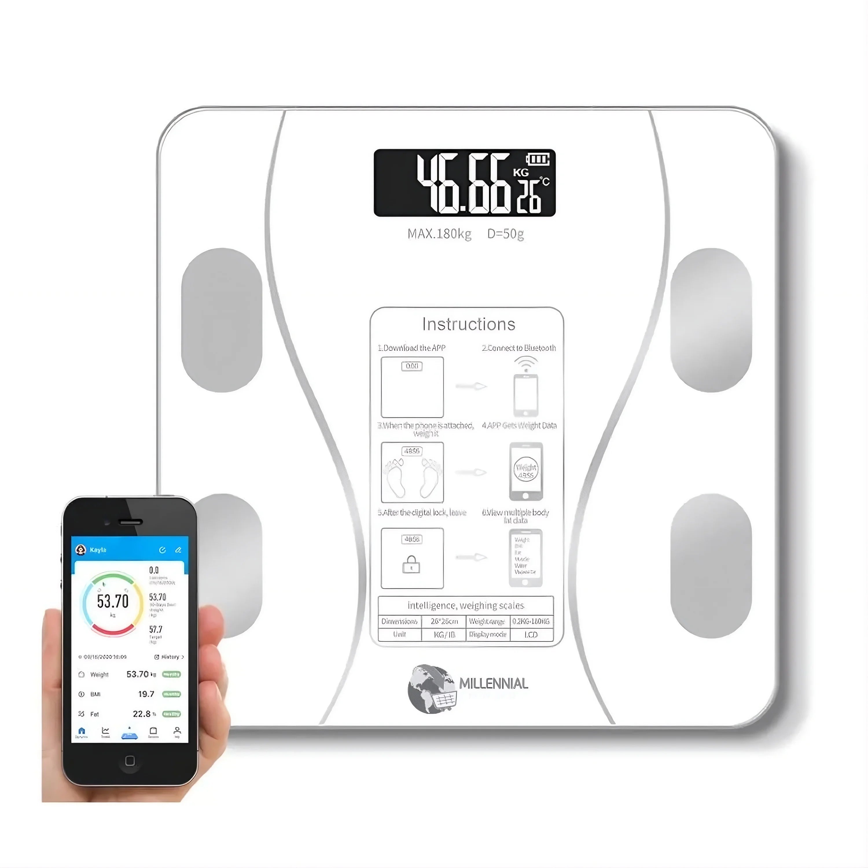 Balanza Digital Bluetooth ¡Control Inteligente de tu Salud al Instante! 📱