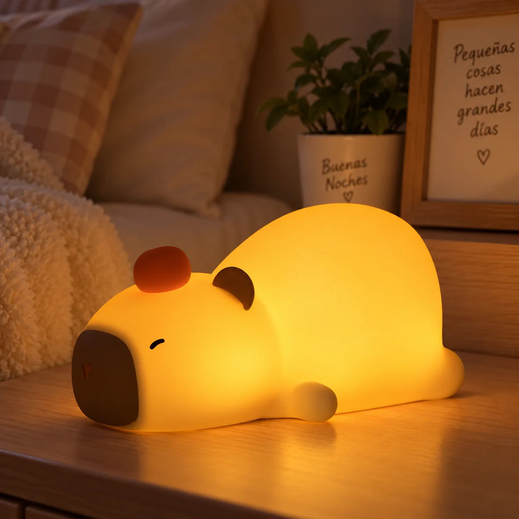 Lampara Touch de Capibara echado 🌙 ¡UN ABRAZO DE LUZ!