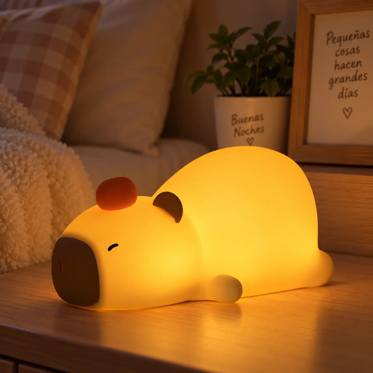 Lampara Touch de Capibara echado 🌙 ¡UN ABRAZO DE LUZ!