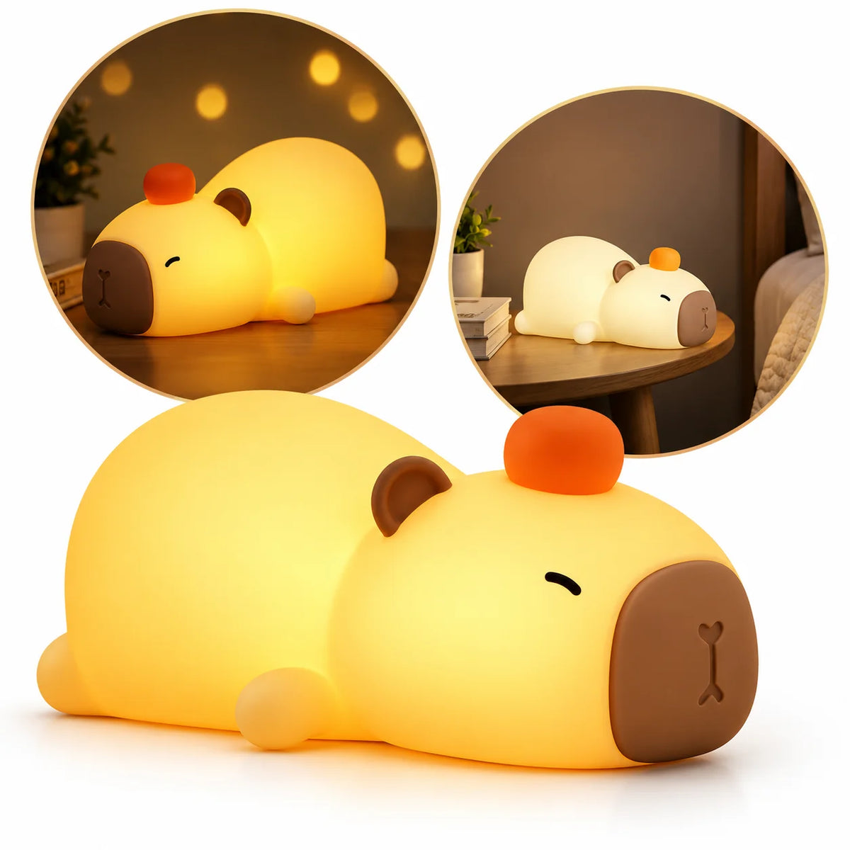 Lampara Touch de Capibara echado 🌙 ¡UN ABRAZO DE LUZ!
