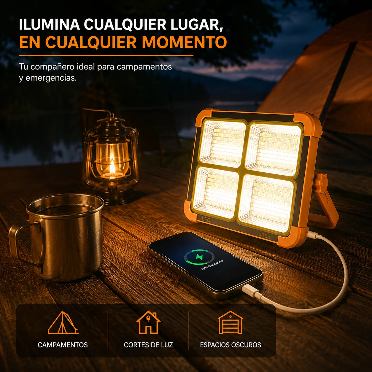 Reflector Solar de Emergencia 3 en 1 ¡Iluminación y Ahorro! ☀️🔋