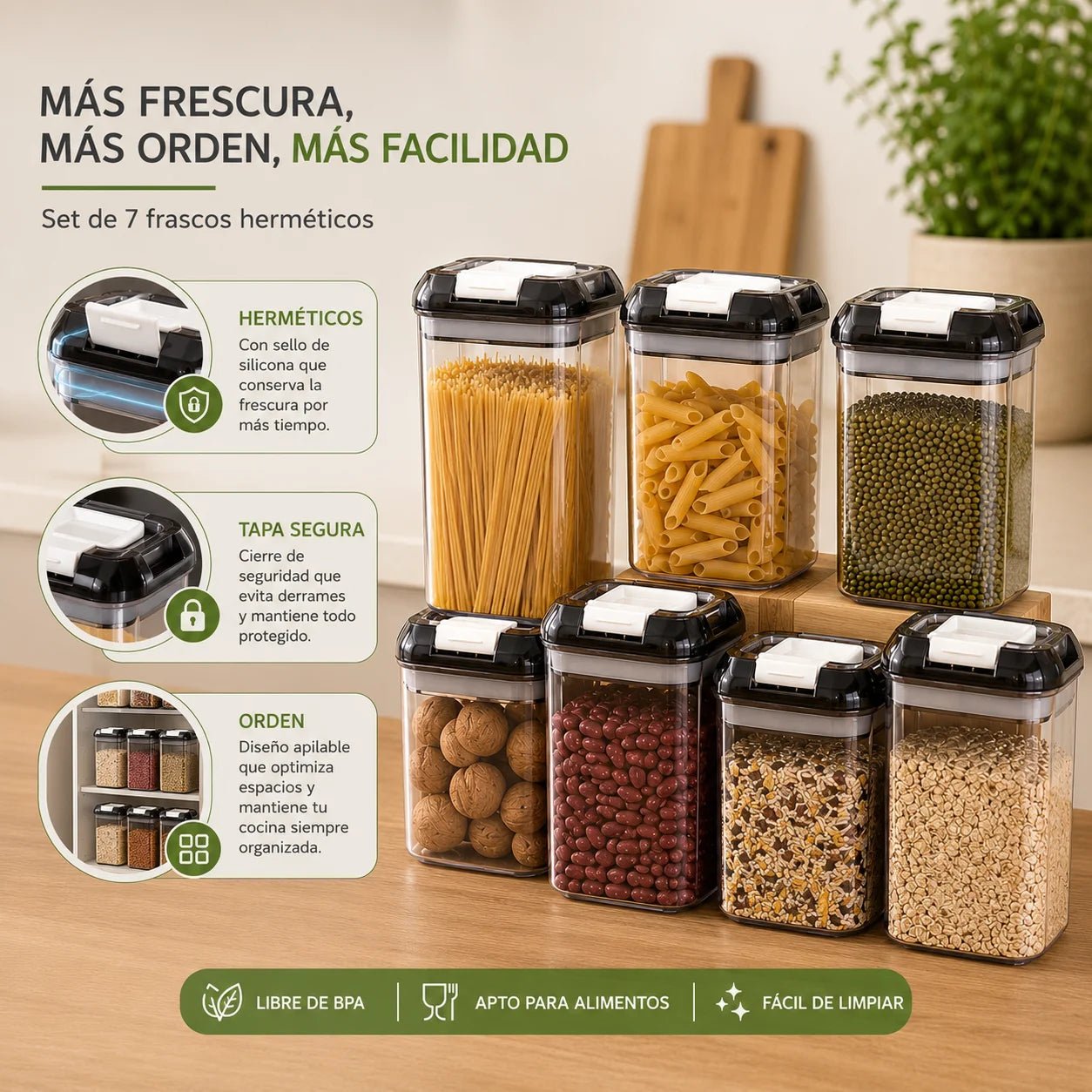 Set de 7 Frascos Herméticos 🍱 ¡Transforma tu Despensa!